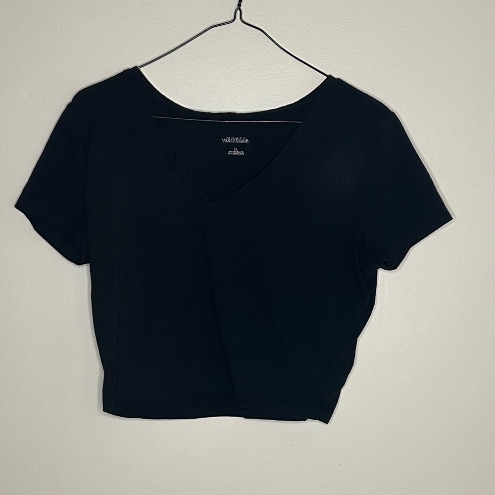 Wild Fable Classic Black V-Neck Crop Top